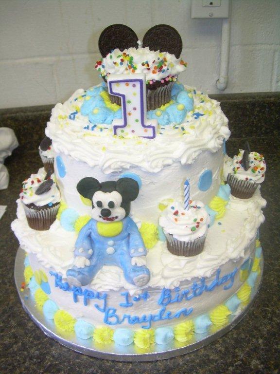 BABY MICKEY MOUSE BIRTHDAY CAKE-