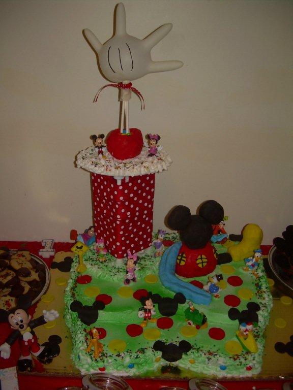 MICKEY MOUSE CLUBHOUSE CAKE-I MADE THIS CAKE FOR MY BEAUTIFUL, GRANDSON, AUSTIN'S 1ST BIRTHDAY